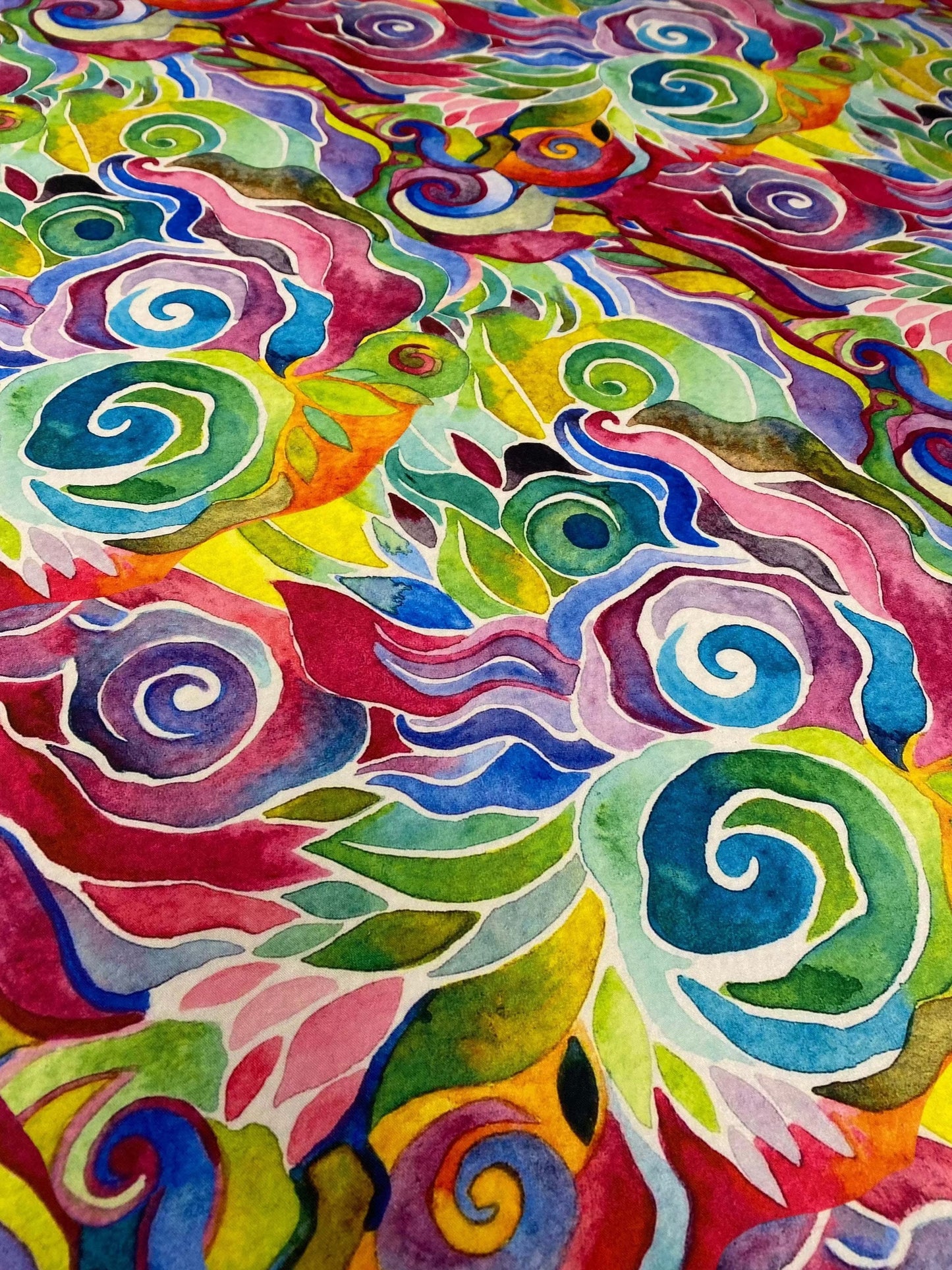 Colorful Abstract Floral Fabric Sold by Metre