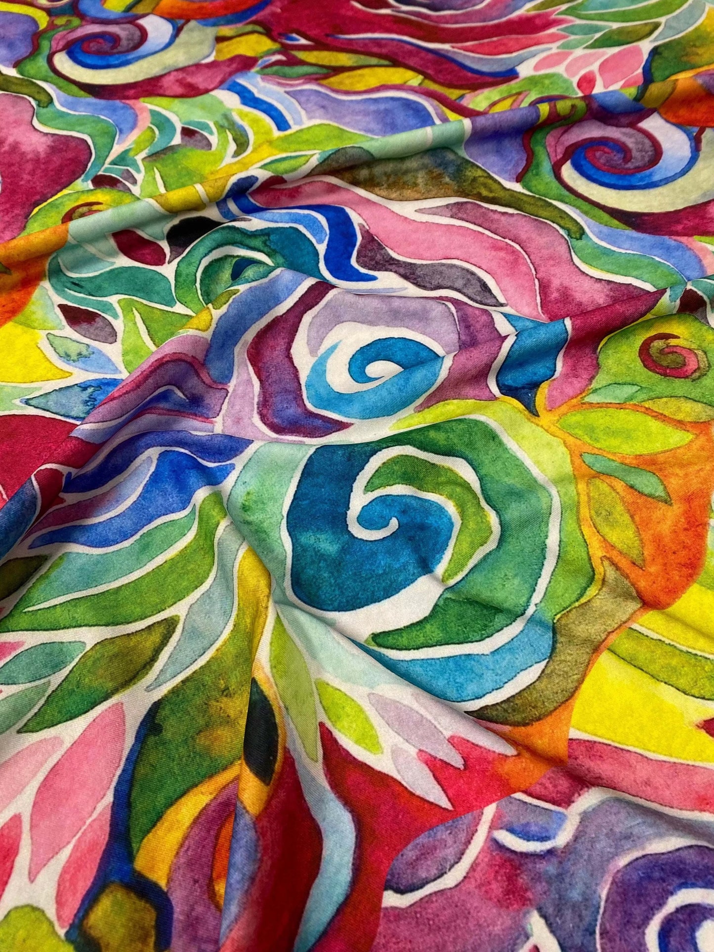 Colorful Abstract Floral Fabric Sold by Metre