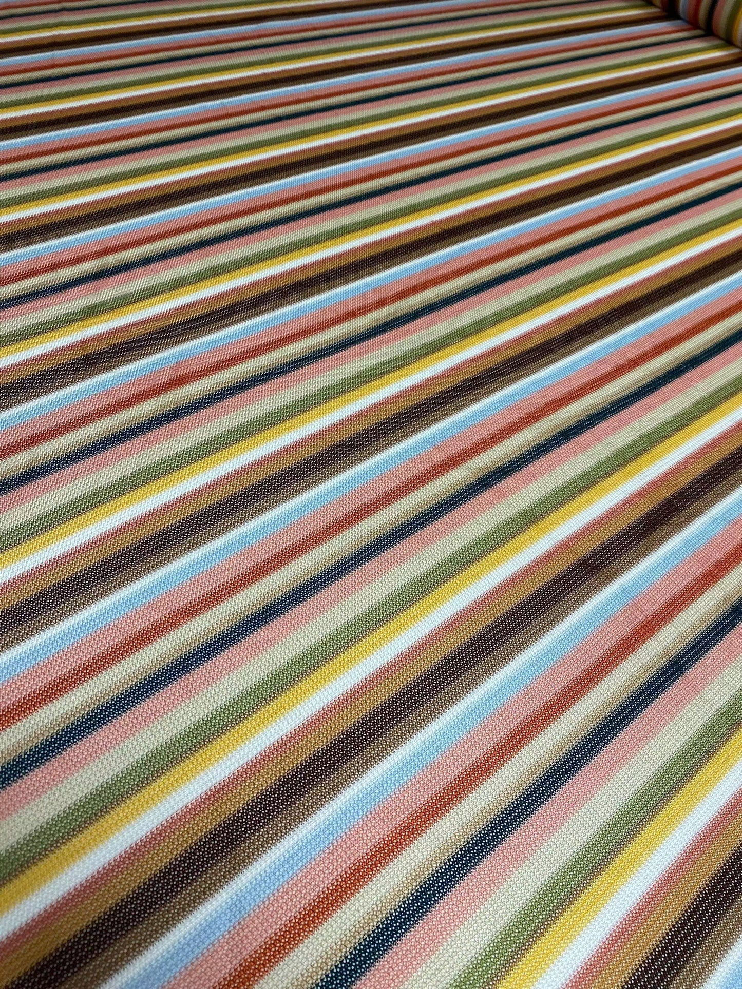 Multicolour Stripe Mesh Knit Fabric by the Metre
