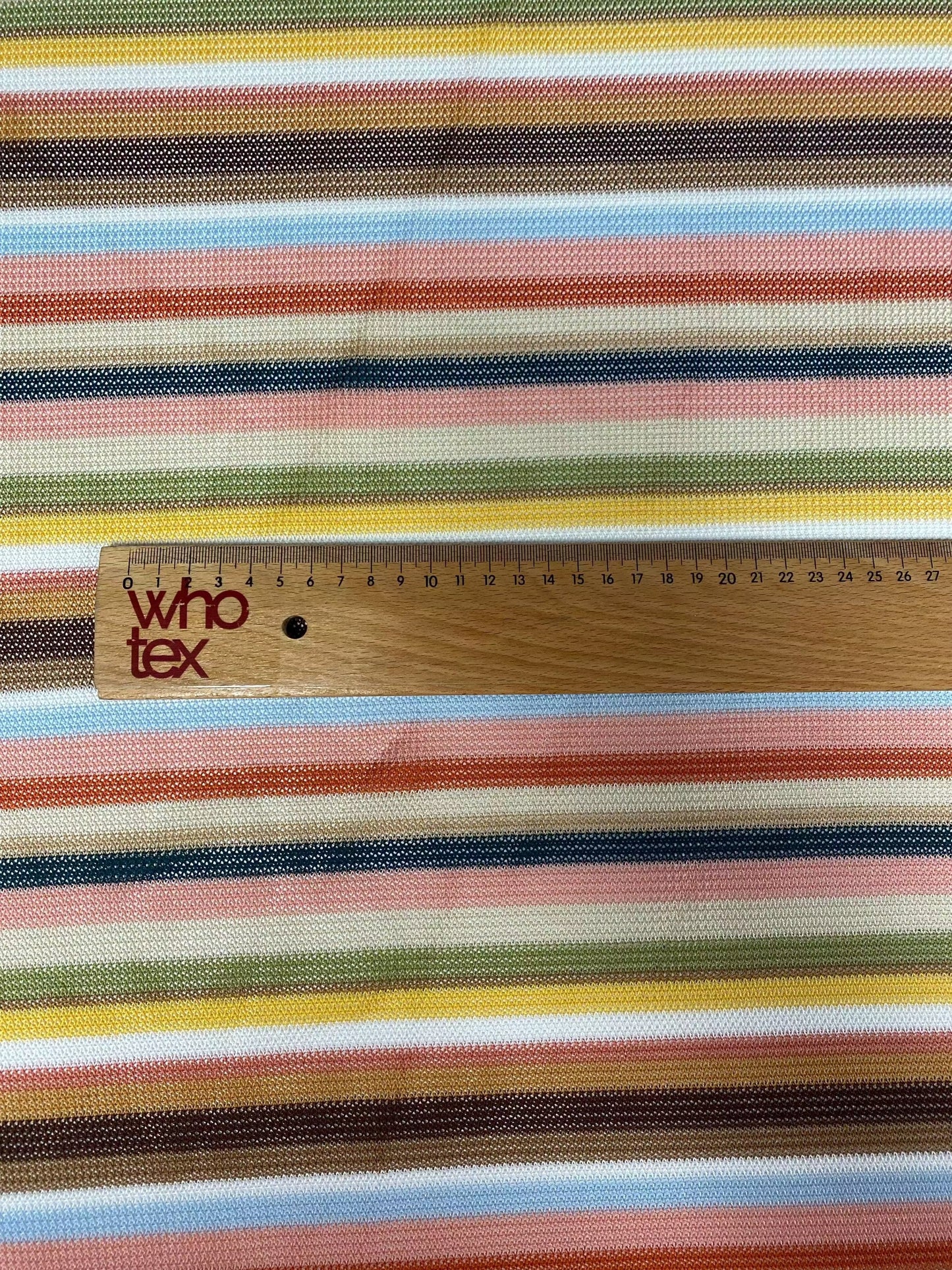 Multicolour Stripe Mesh Knit Fabric by the Metre