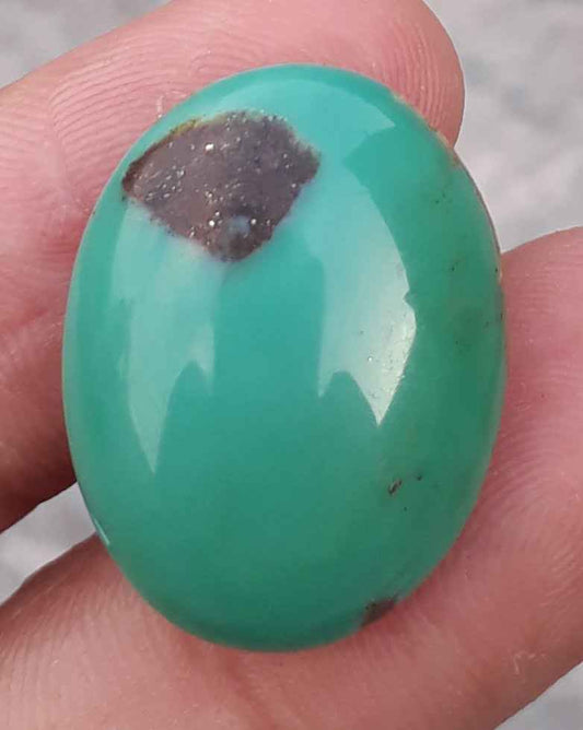 23ct Natural Turquoise, Green Matrix Turquoise, Oval Shape, Real Feroza Stone,Dimensions  - 24x19mm