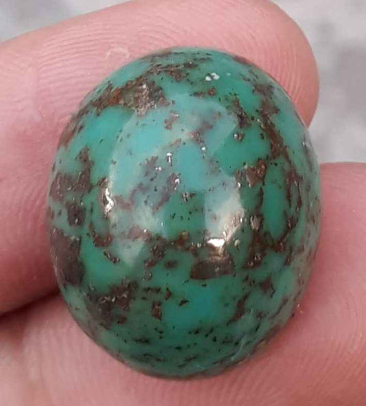 24ct Natural Turquoise, Green Matrix Turquoise, Shajri Feroza, Real Firoza Stone,Dimensions 21x18mm