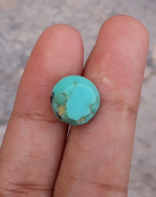 Natural Light Green Turquoise - Persian Qalmi Feroza - Green Feroza - 6.8ct- 11x11mm