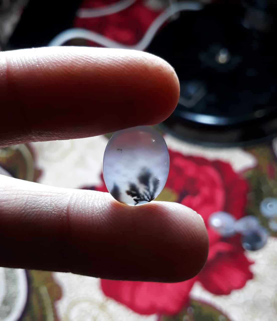 8.2ct Natural Dendritic Agate - Shajri Aqeeq -14x11mm