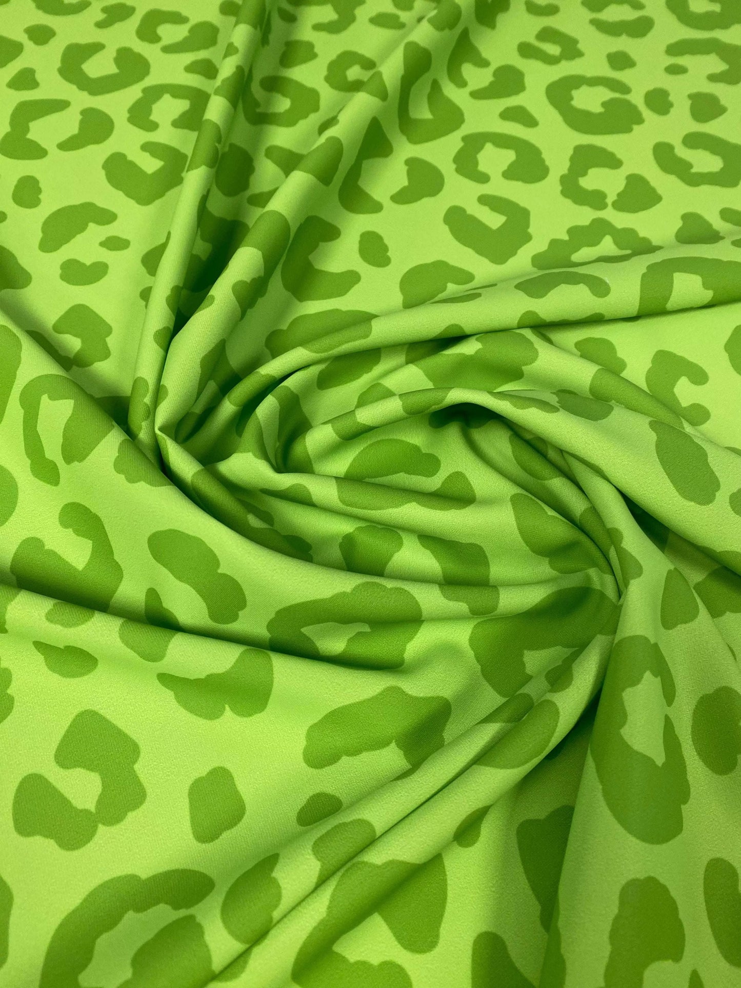 Neon Green Leopard Print Fabric by Metre