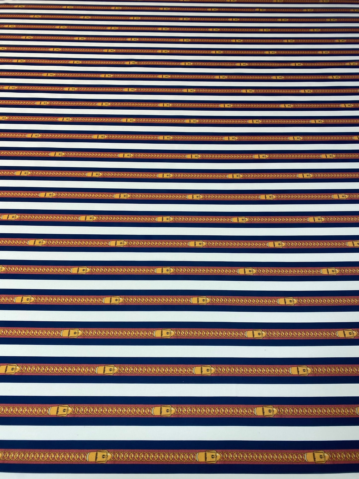 Striped Fabric with Belt and Chain Print by Metre