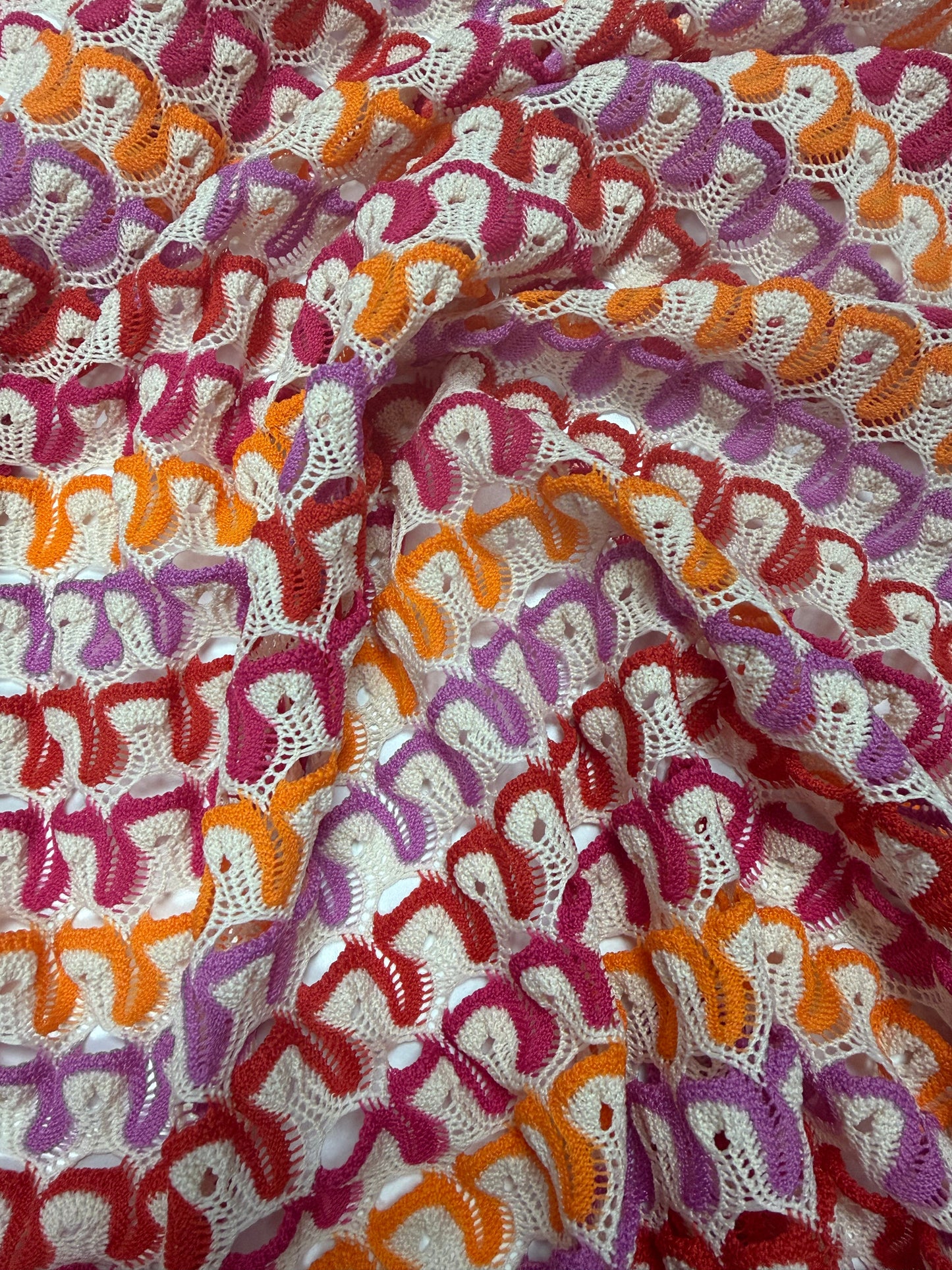 Multicolour Pattern Mesh Knit Fabric by the Metre