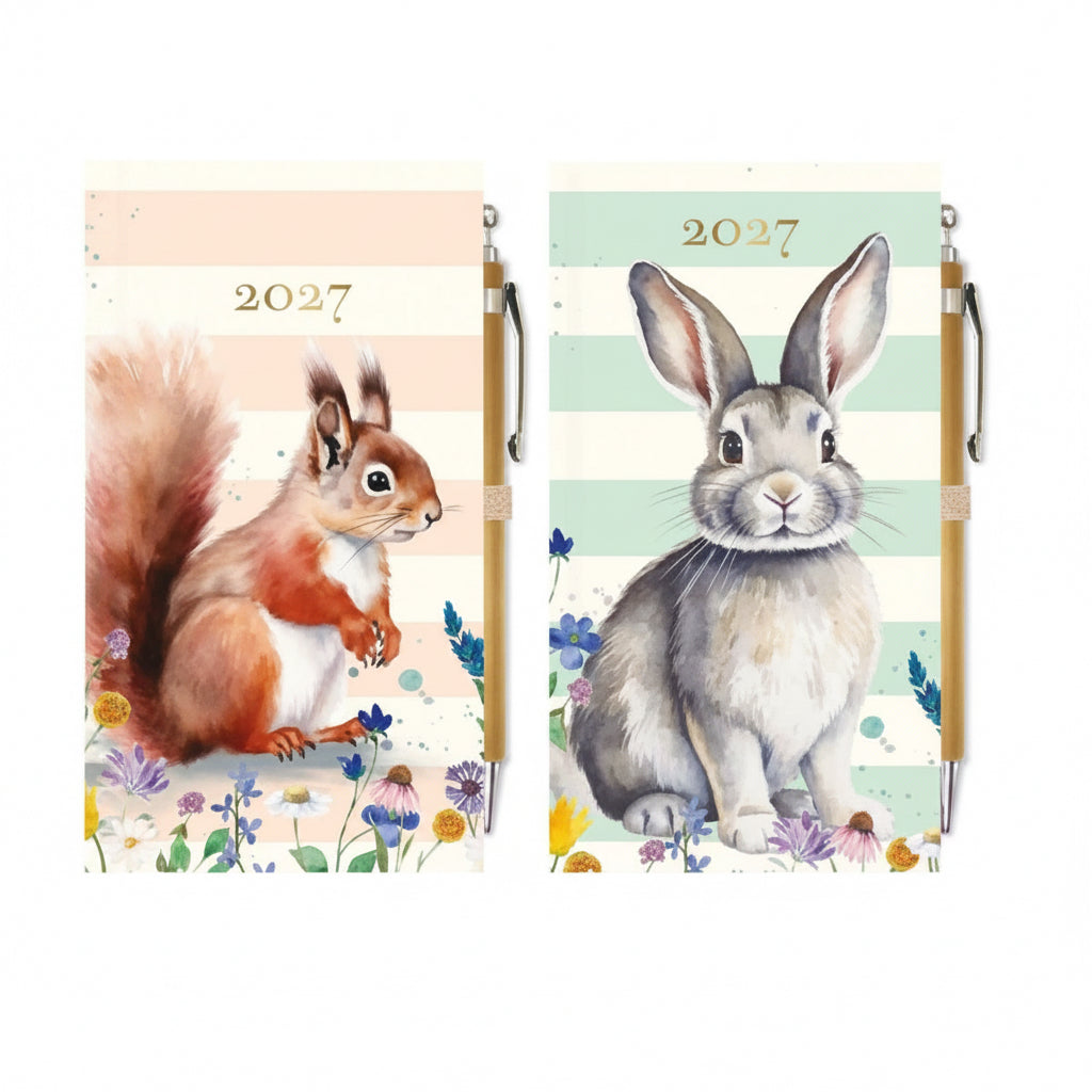Slim 2027 diary with pen - week to view