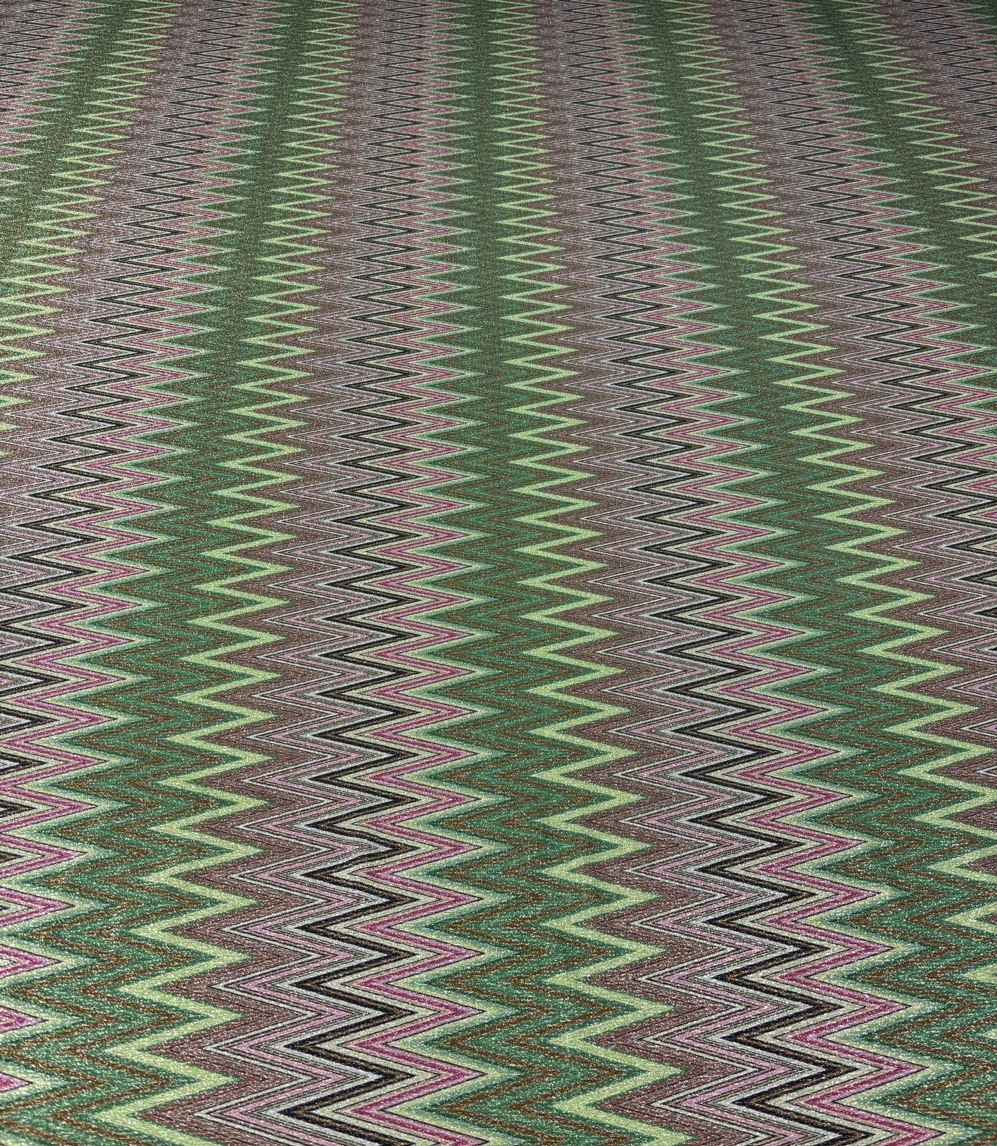 Green Zigzag Lurex Knit Fabric by the Metre