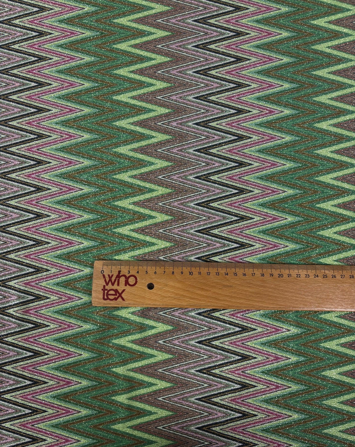 Green Zigzag Lurex Knit Fabric by the Metre