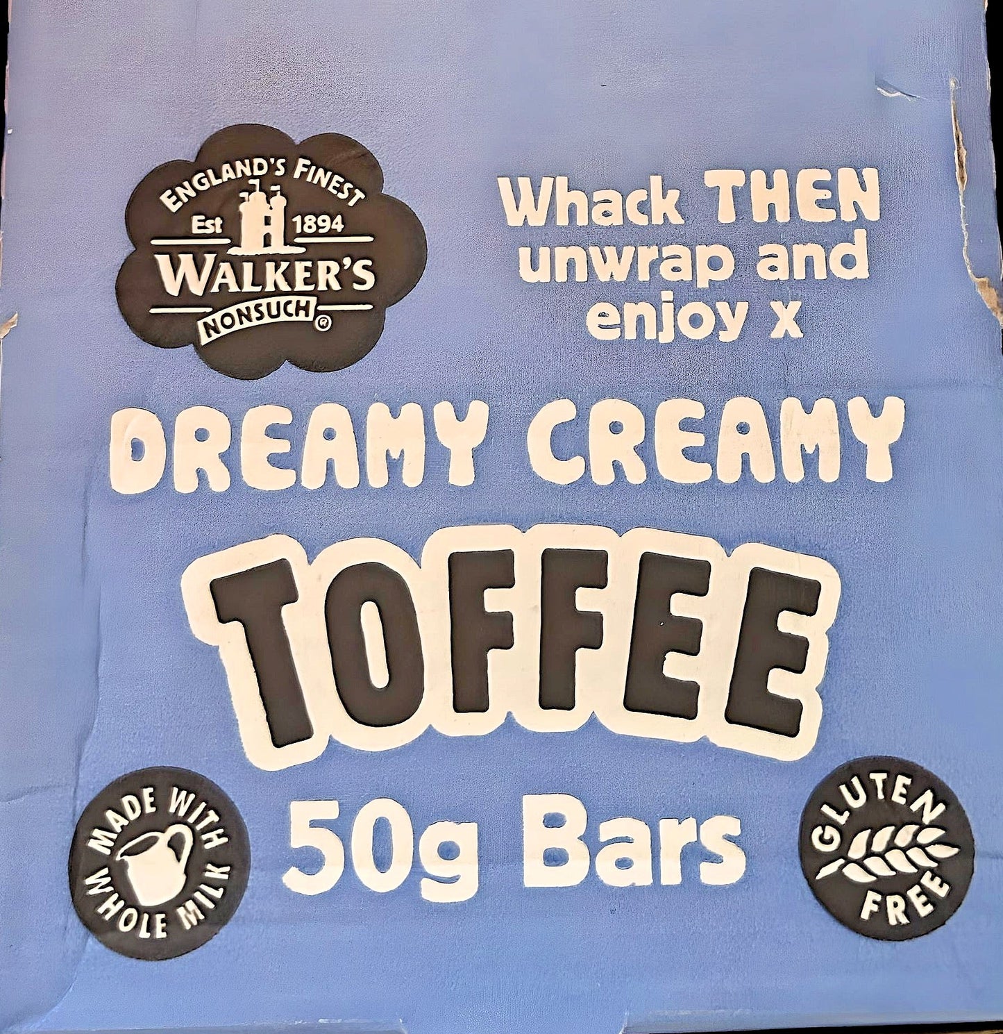 Creamy Toffee bars 50g Gluten Free.