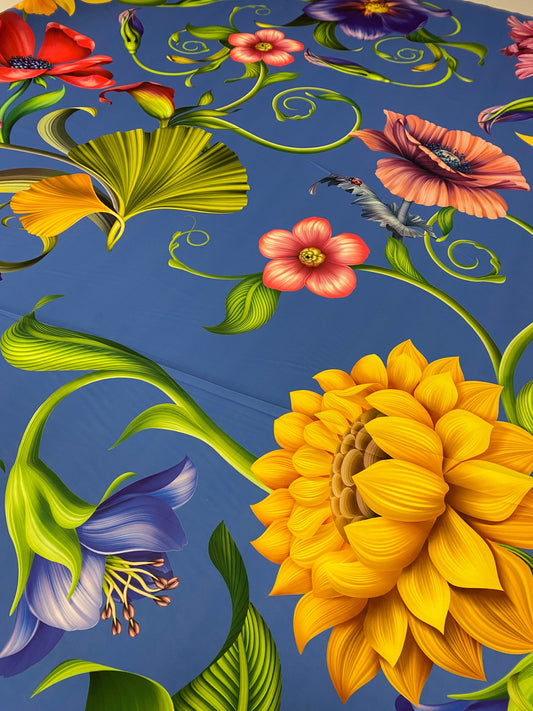 Big Floral Fabric Persian Jewel Tropical Flower Pattern – Multiple Fabric Options, Sold by Metre