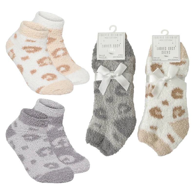 Animal print cosy trainer socks