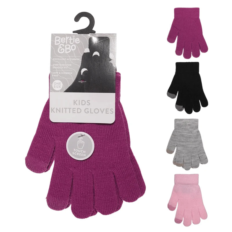 Kids thermal knitted touch screen gloves