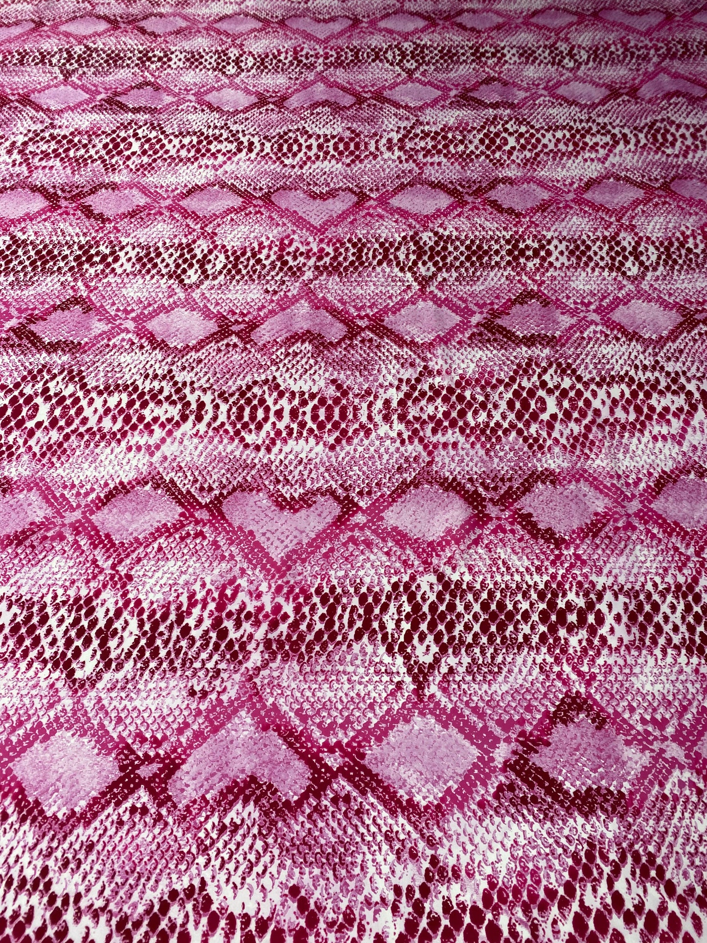 Pink and White Snake Skin Fabric by the Metre