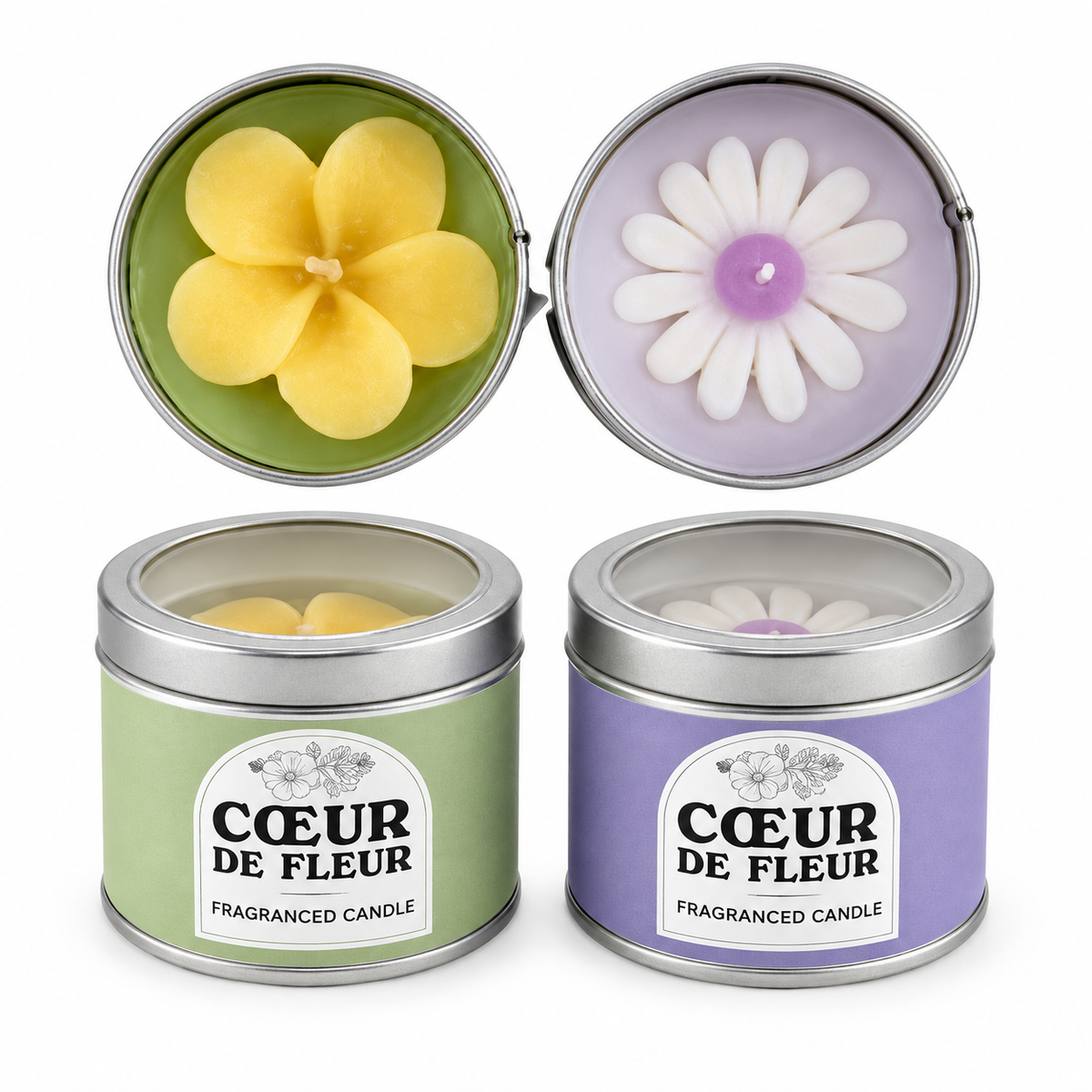 Flower scented tin candle