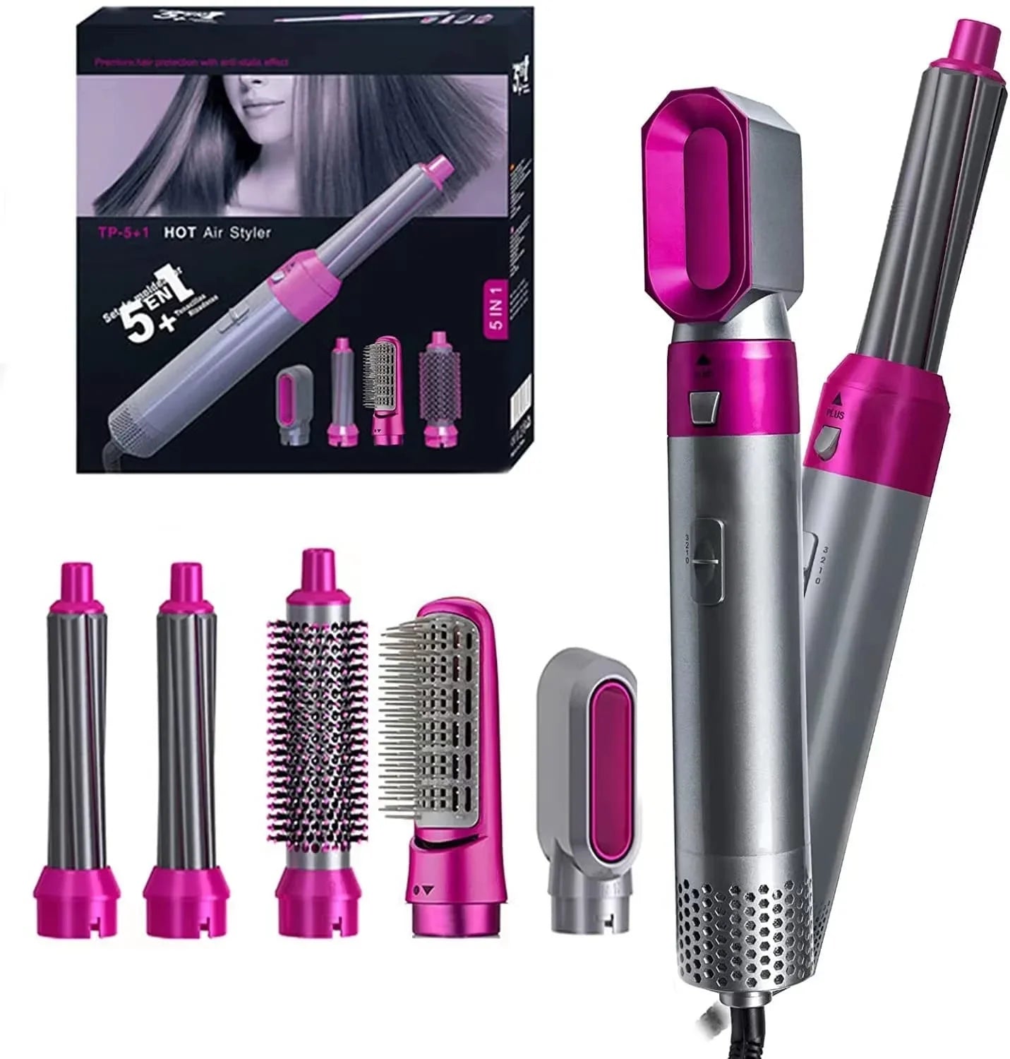 5 in 1 Hair Dryer Hot Comb Set Professional Curling Iron Hair Curler Straightener