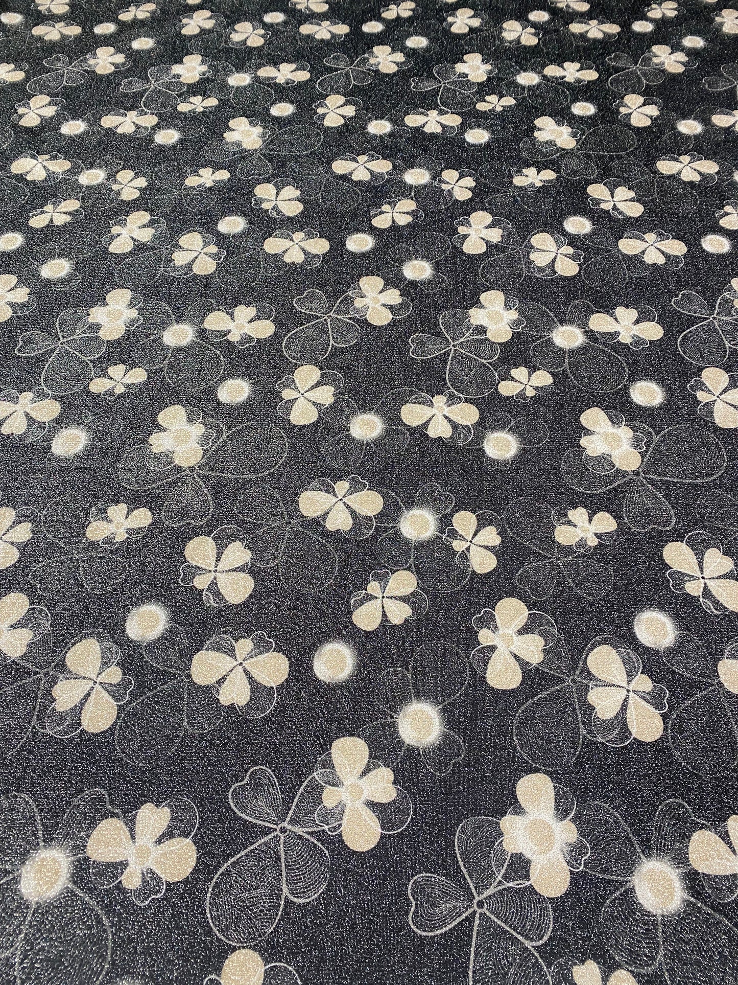 Black White Floral Lurex Fabric by the Metre