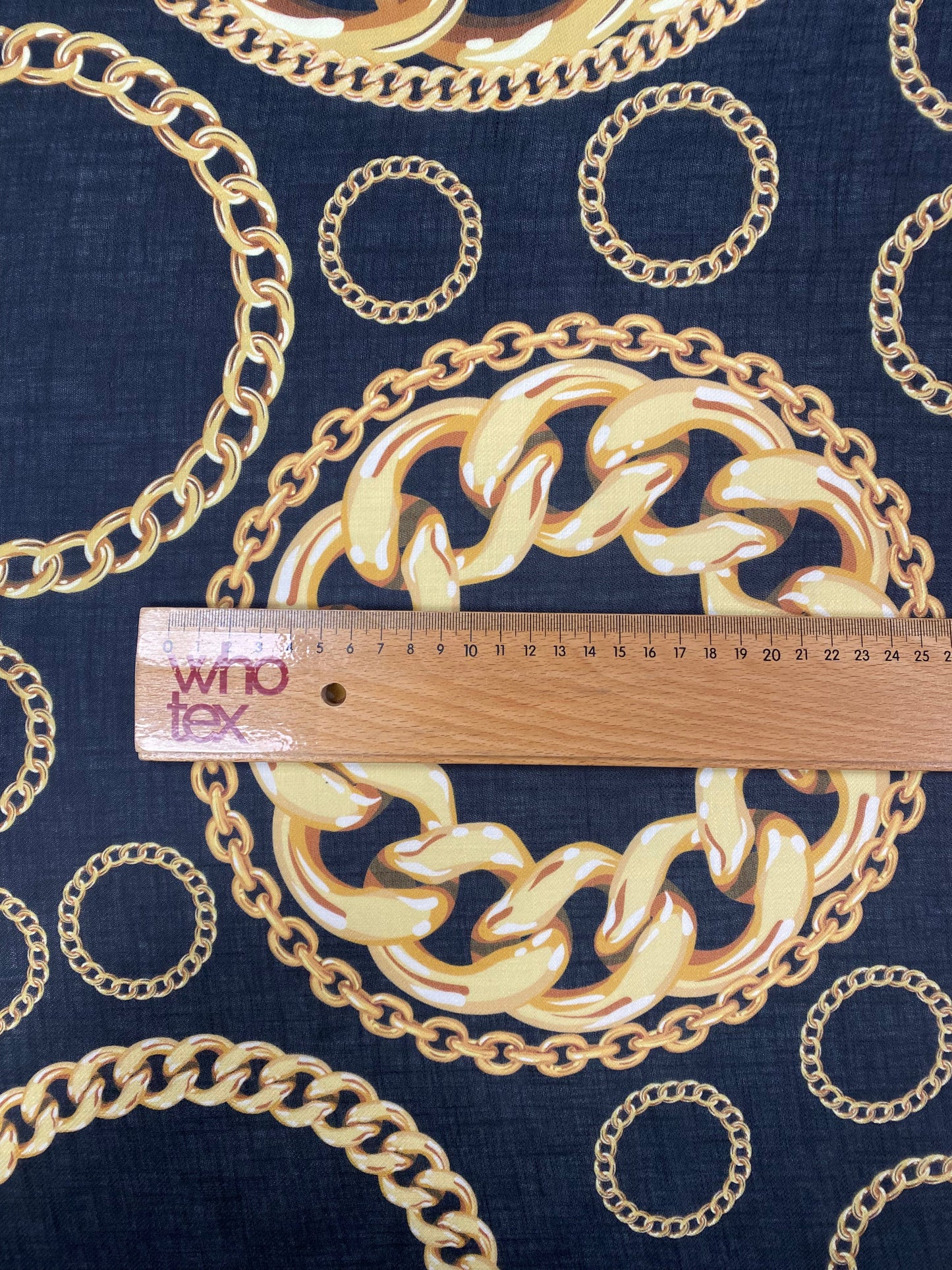 Black and Gold Baroque Pattern Luxury Chain Print Fabric by Metre