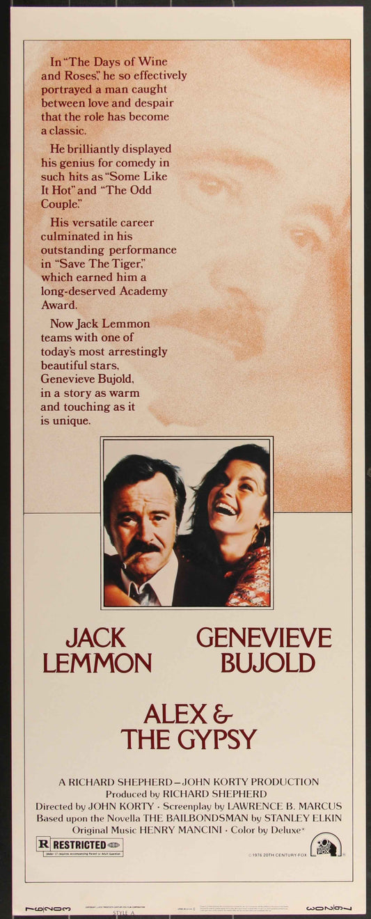 Alex And The Gypsy (1976) Original US Insert Movie Poster
