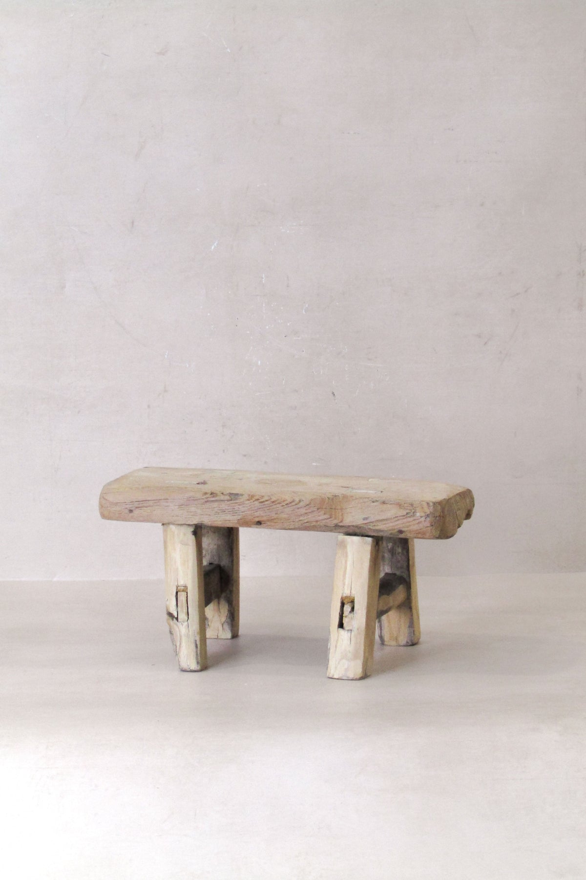 Vintage Rustic Elm Wood Stool - Small - No 25