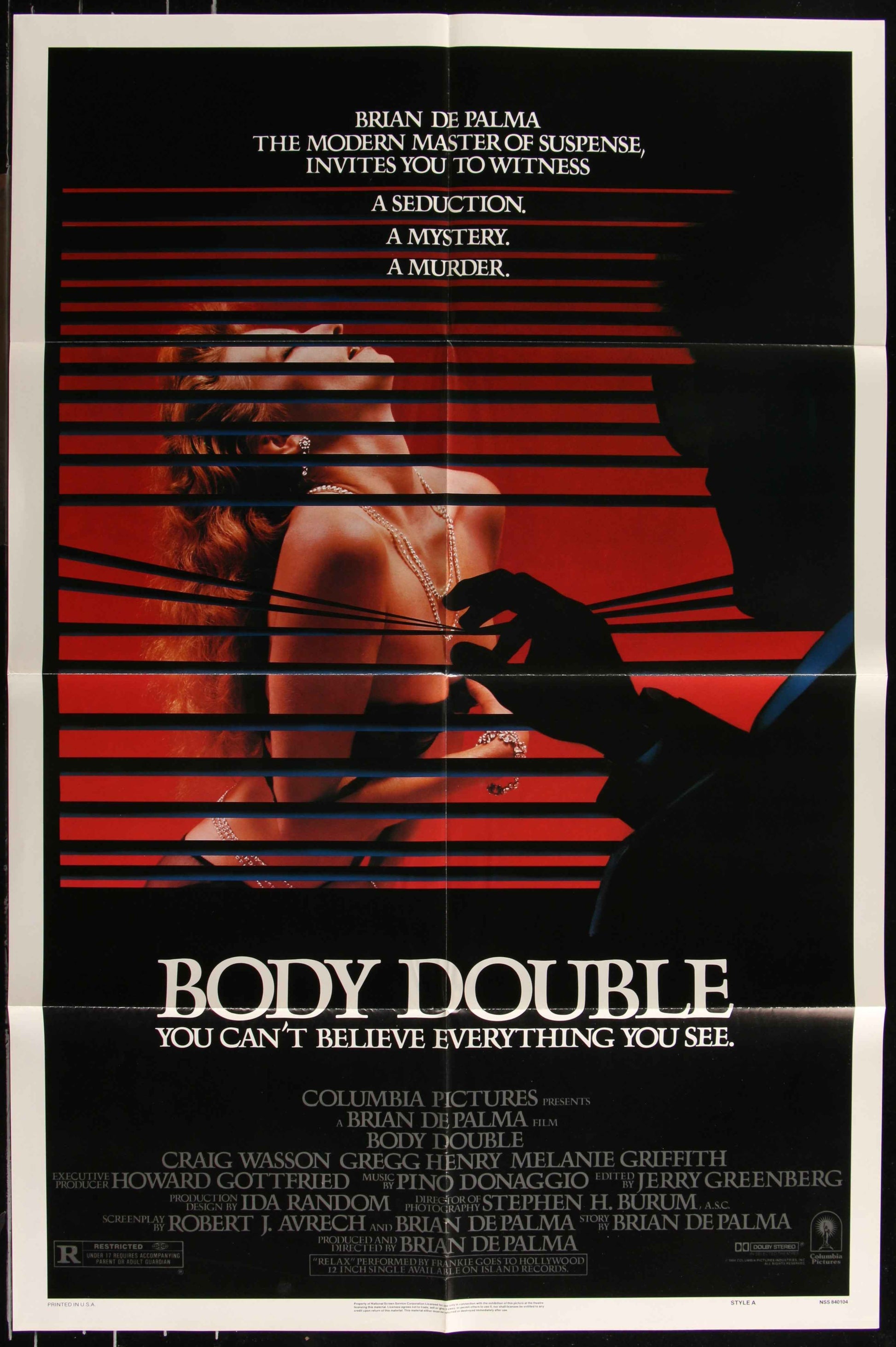 Body Double (1984) Original US One Sheet Movie Poster