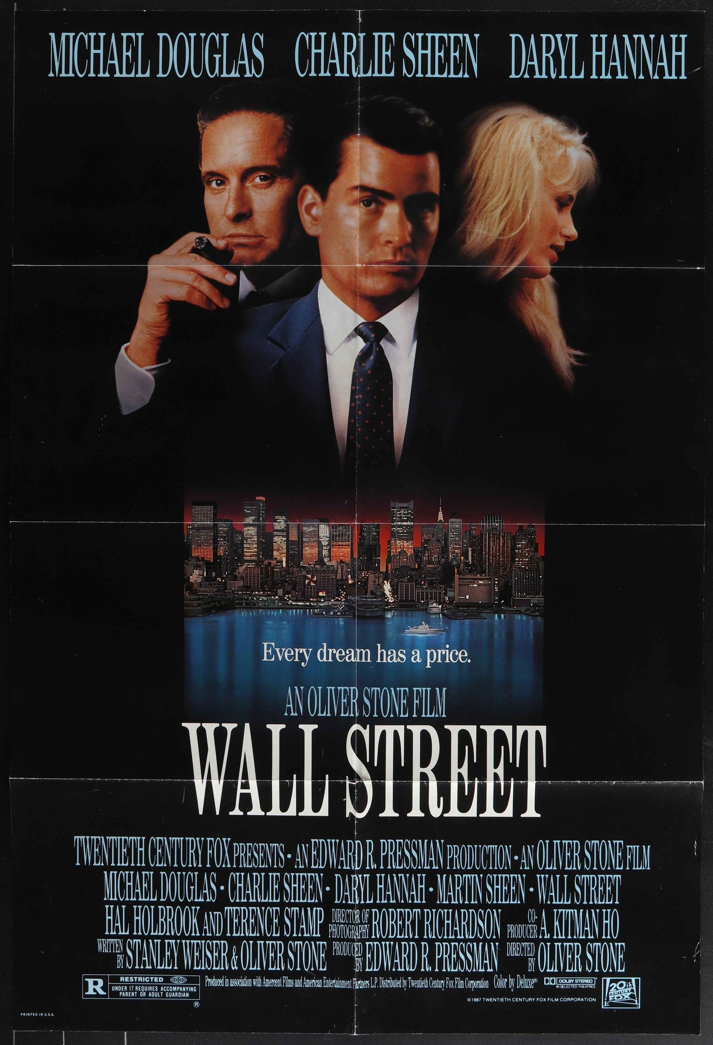Wall Street (1987) Original US One Sheet Movie Poster