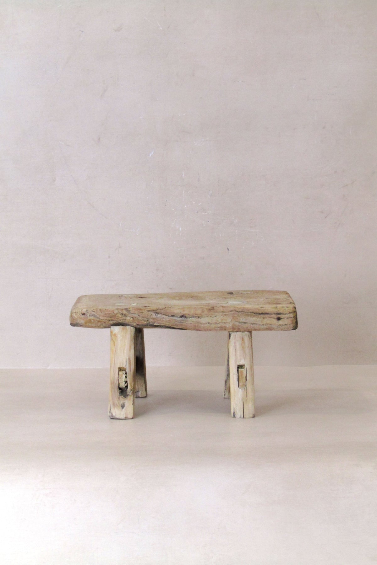 Vintage Rustic Elm Wood Stool - Small - No 25