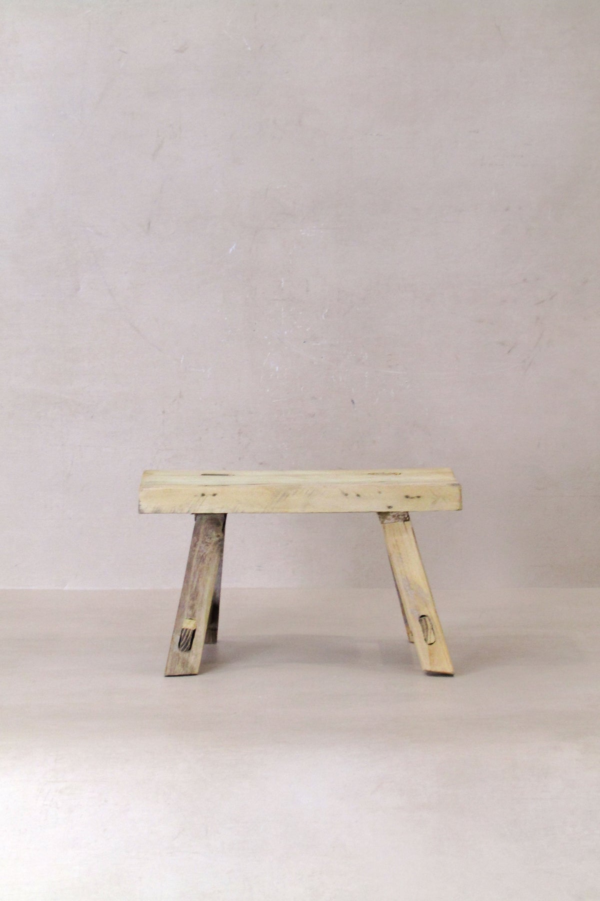 Vintage Rustic Elm Wood Stool - Small - No 26