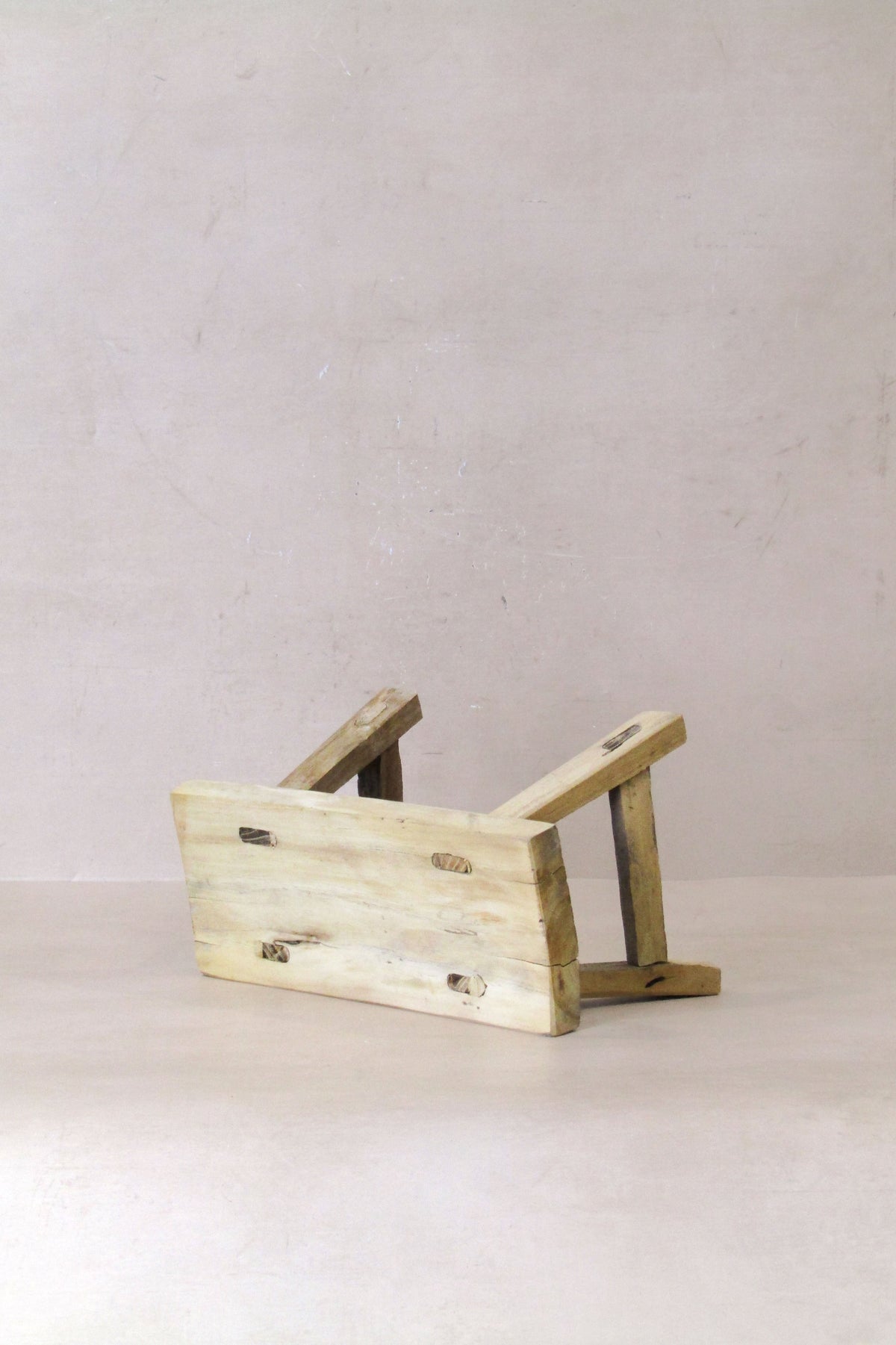 Vintage Rustic Elm Wood Stool - Small - No 26