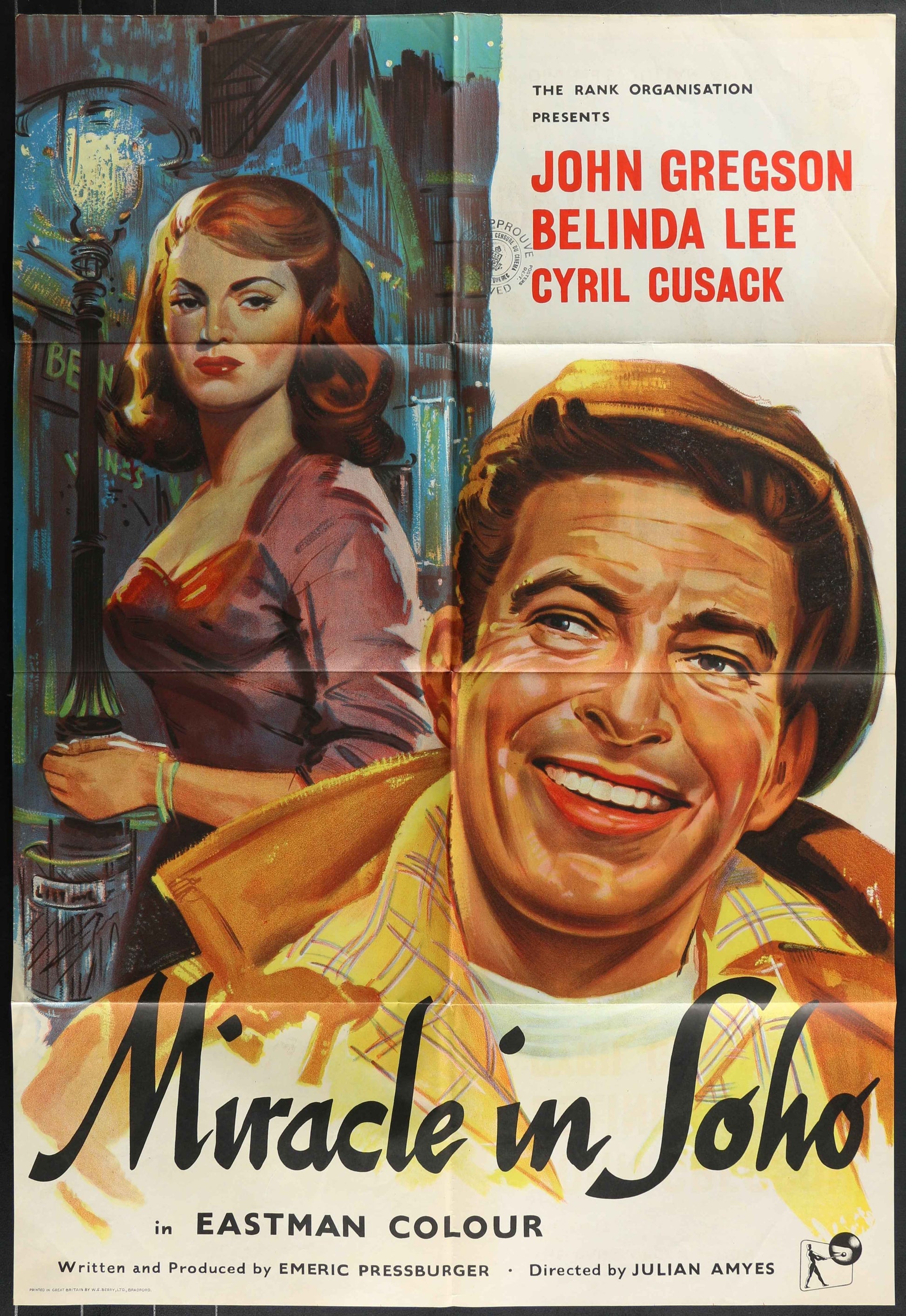 Miracle In Soho (1957) Original UK One Sheet Movie Poster