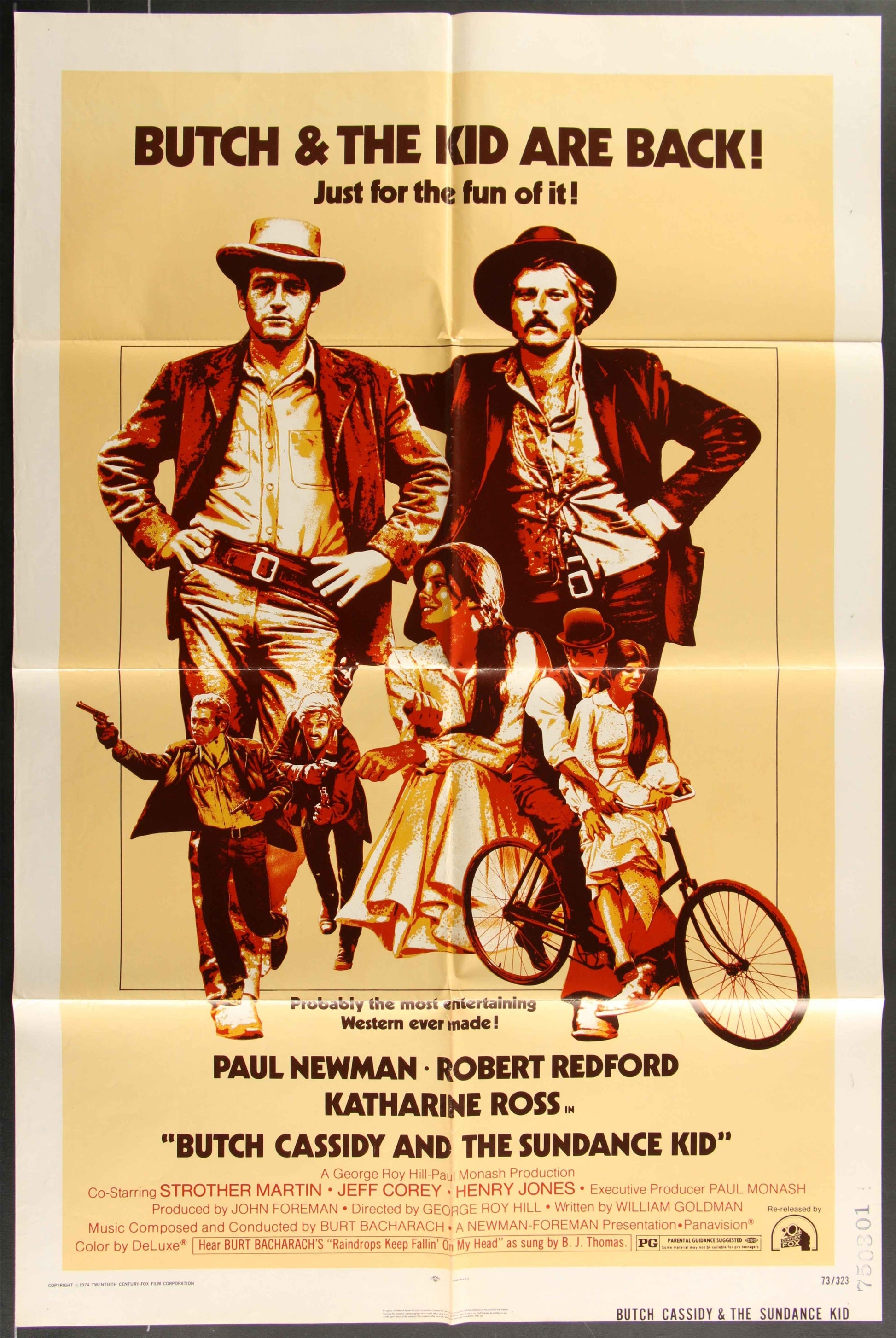 Butch Cassidy And The Sundance Kid (1973 RR) Original US One Sheet Movie Poster