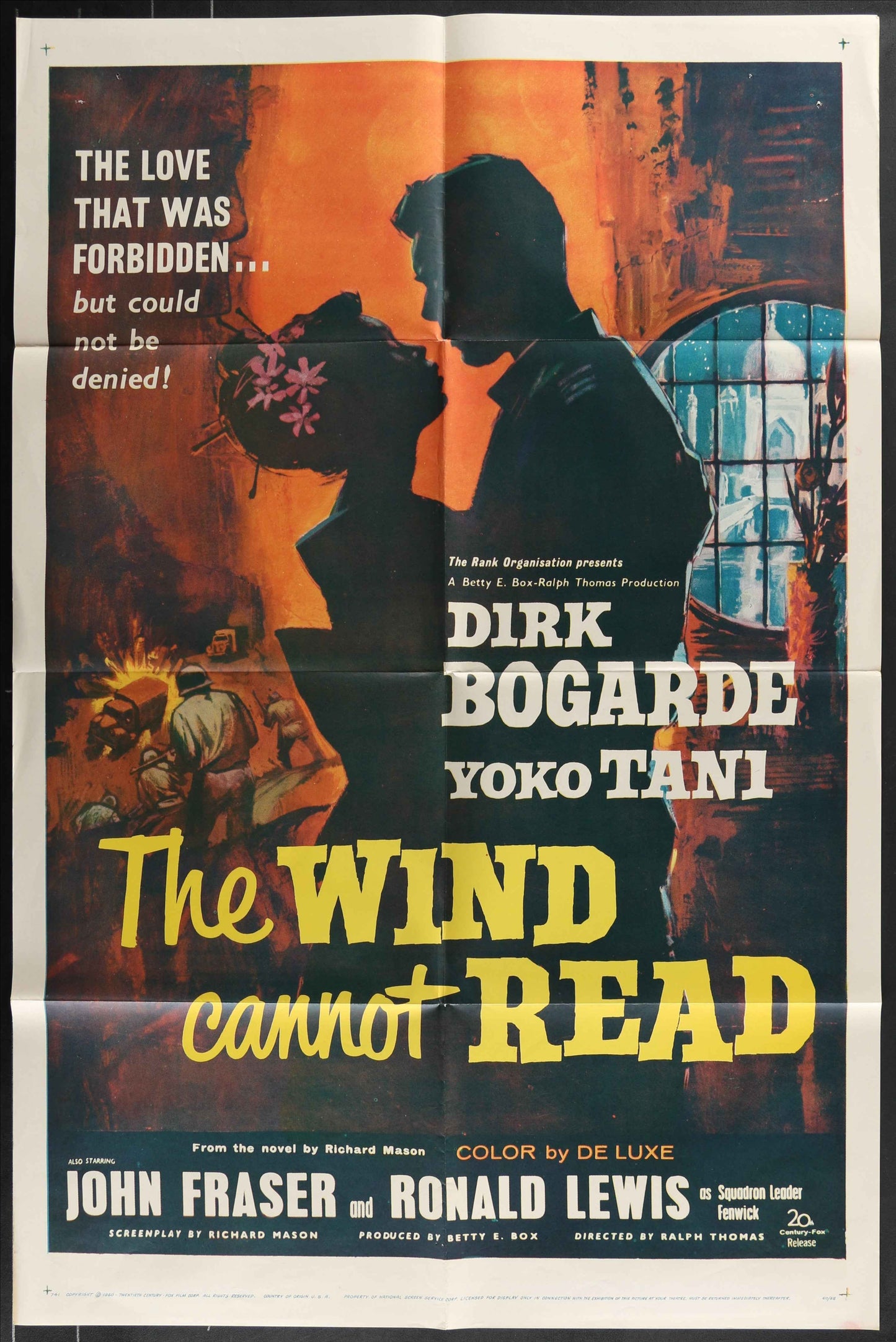 The Wind Cannot Read (1960) Original US One Sheet Movie Poster