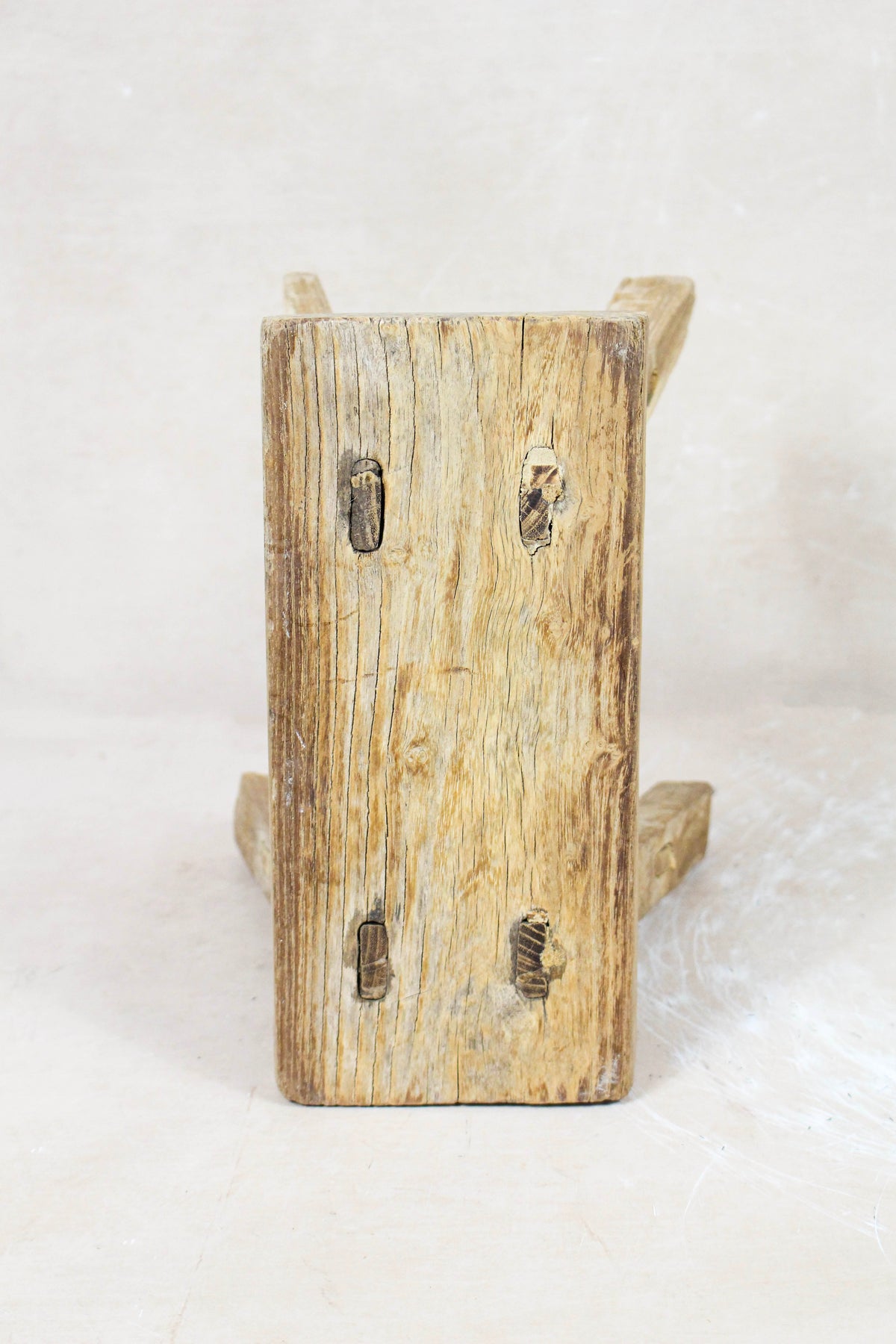 Vintage Rustic Elm Wood Stool - No 65