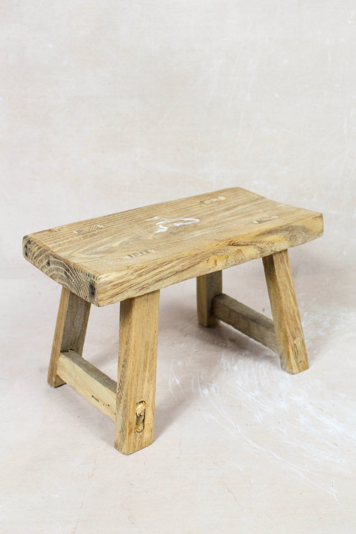 Vintage Rustic Elm Wood Stool Small - No 66