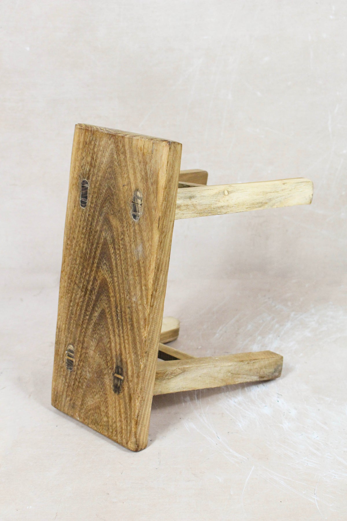 Vintage Rustic Elm Wood Stool Small - No 67