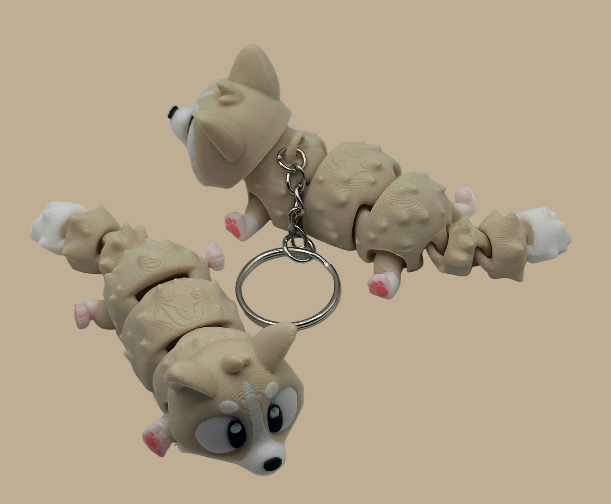 3D Printed Flexi Corgi Dog | Fidget Toy | Desk Buddy | Keychain | Keyring Gift for Dog Lovers | Cute Articulated Animal