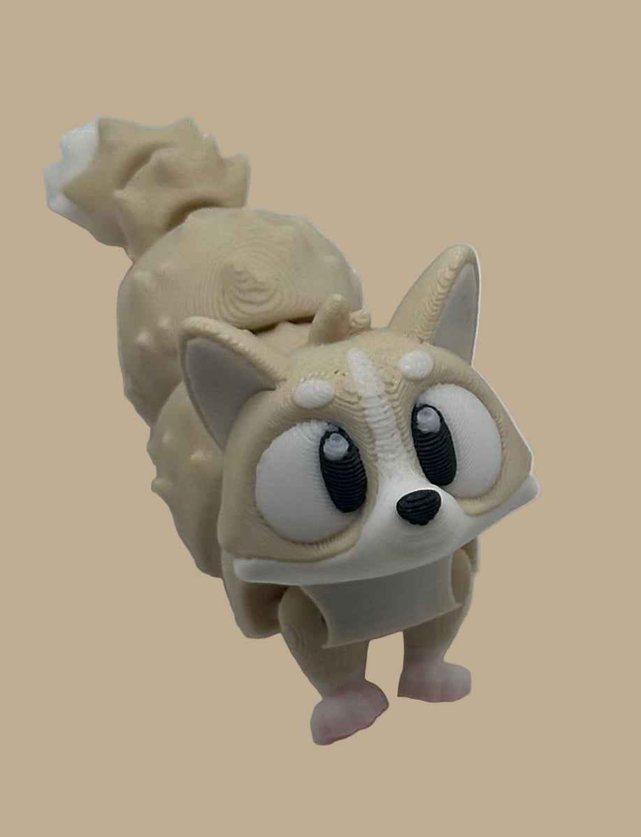 3D Printed Flexi Corgi Dog | Fidget Toy | Desk Buddy | Keychain | Keyring Gift for Dog Lovers | Cute Articulated Animal