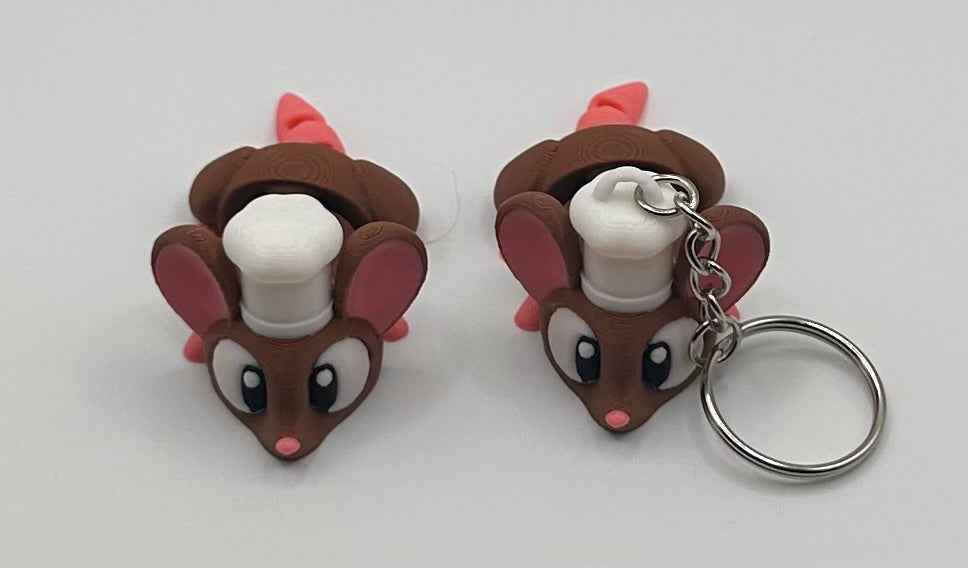 3D Printed Flexi Chef Mouse | Articulated Fidget Toy | Cute Desk Buddy | Keychain | Keyring Gift for Mouse Lovers
