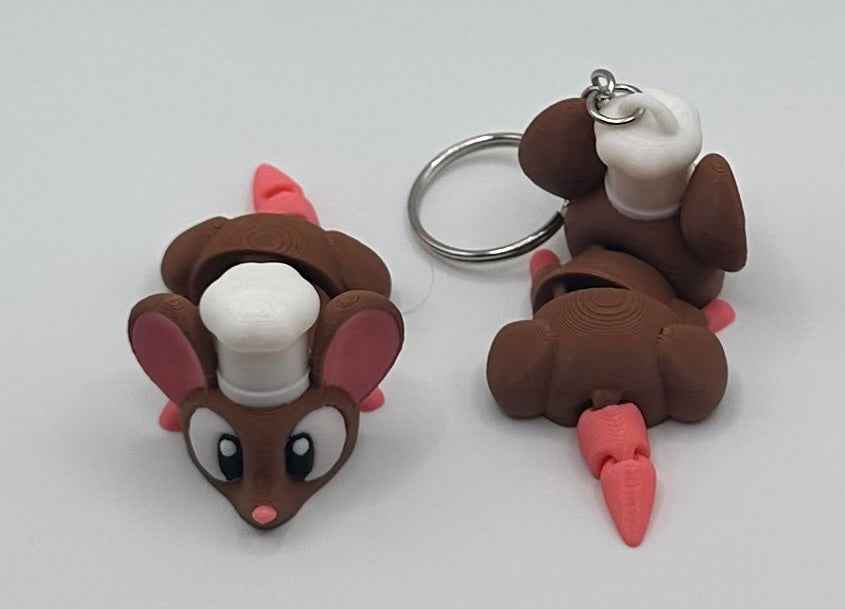 3D Printed Flexi Chef Mouse | Articulated Fidget Toy | Cute Desk Buddy | Keychain | Keyring Gift for Mouse Lovers