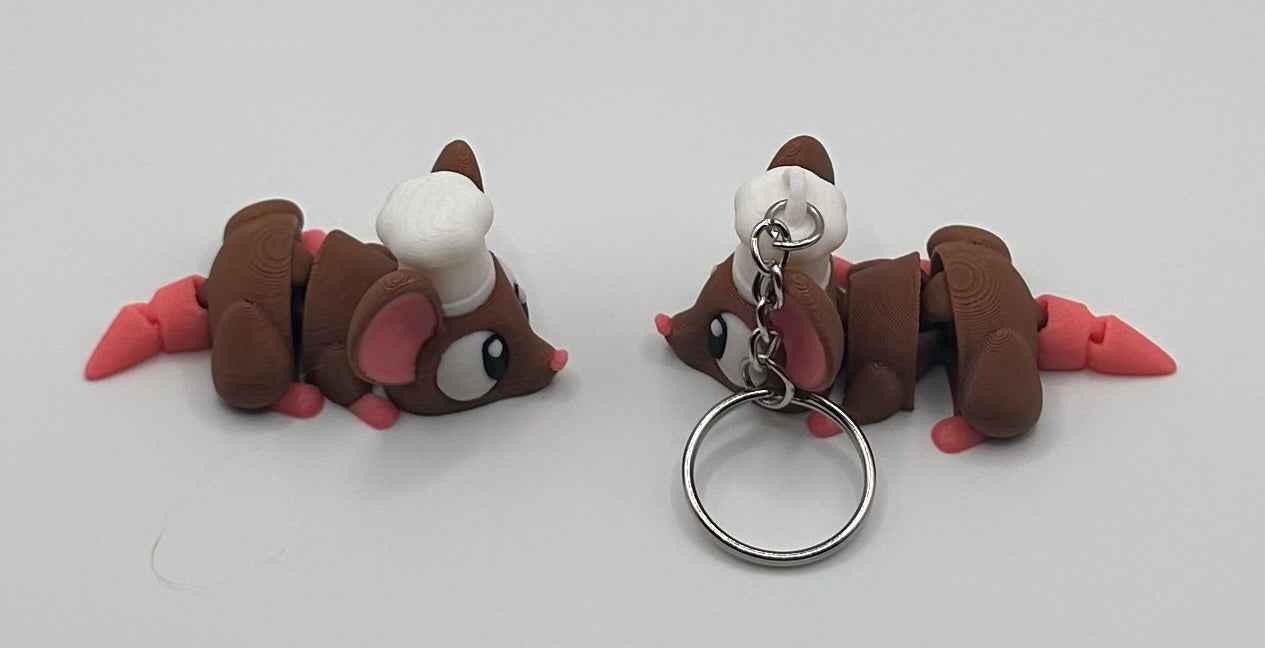 3D Printed Flexi Chef Mouse | Articulated Fidget Toy | Cute Desk Buddy | Keychain | Keyring Gift for Mouse Lovers