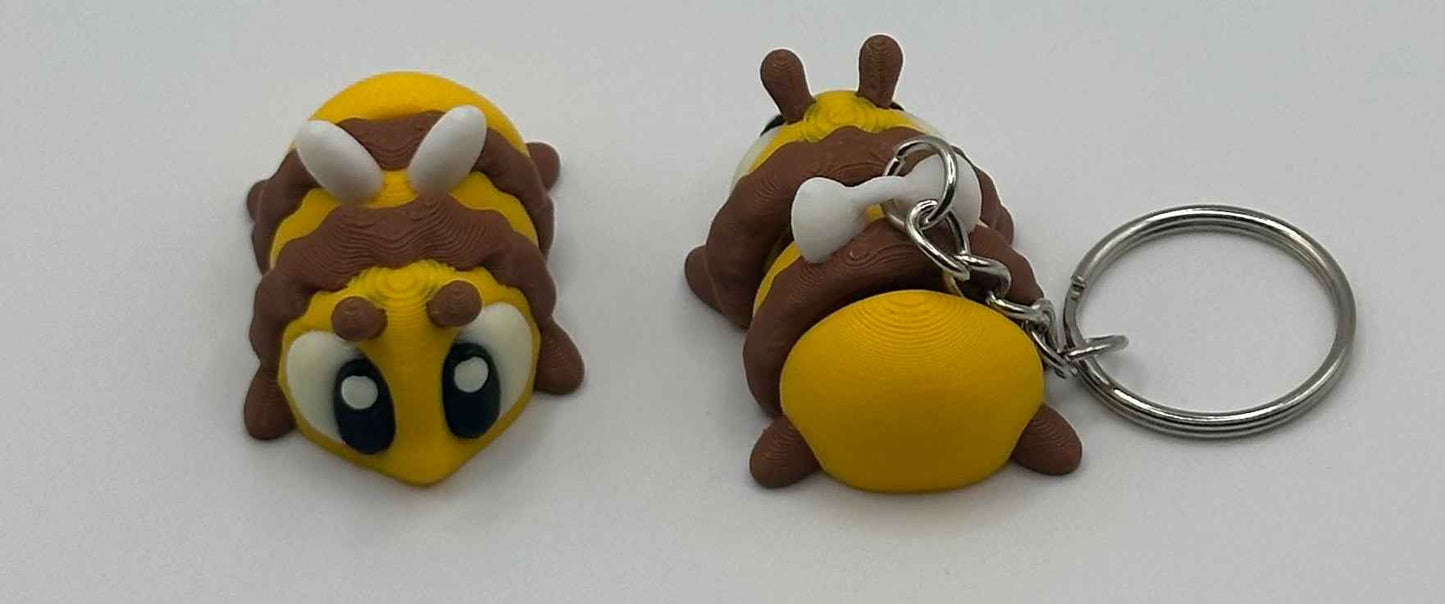 3D Printed Flexi Honey Bee | Articulated Fidget Toy | Cute Desk Buddy | Keychain | Beehive Set | Keyring Gift for Bee Lovers