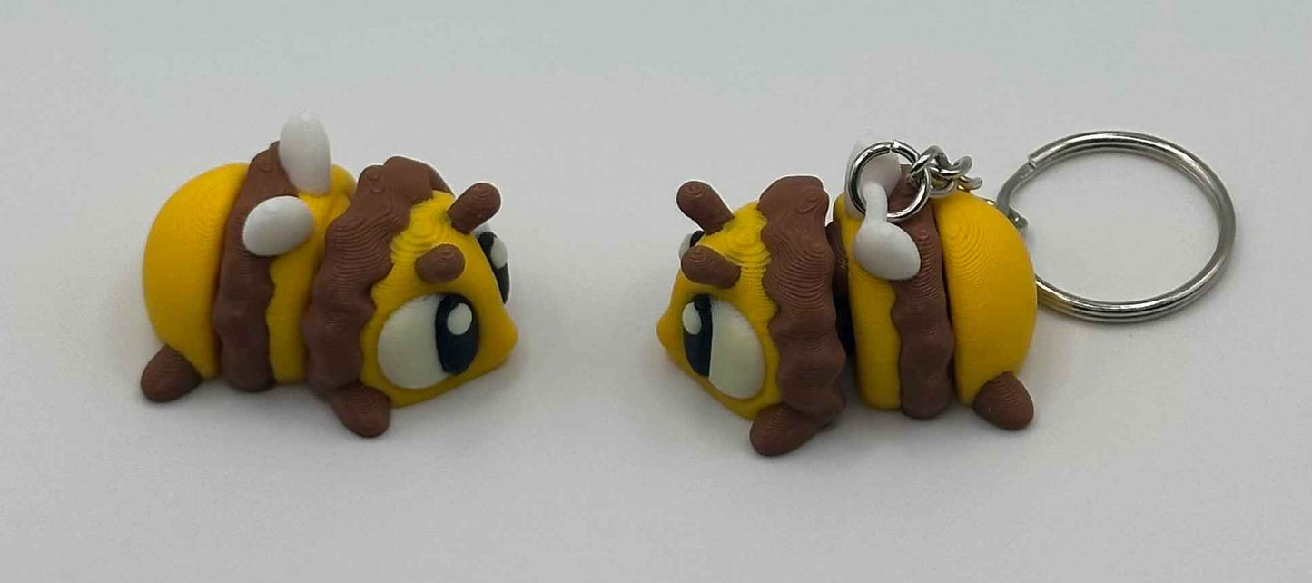3D Printed Flexi Honey Bee | Articulated Fidget Toy | Cute Desk Buddy | Keychain | Beehive Set | Keyring Gift for Bee Lovers