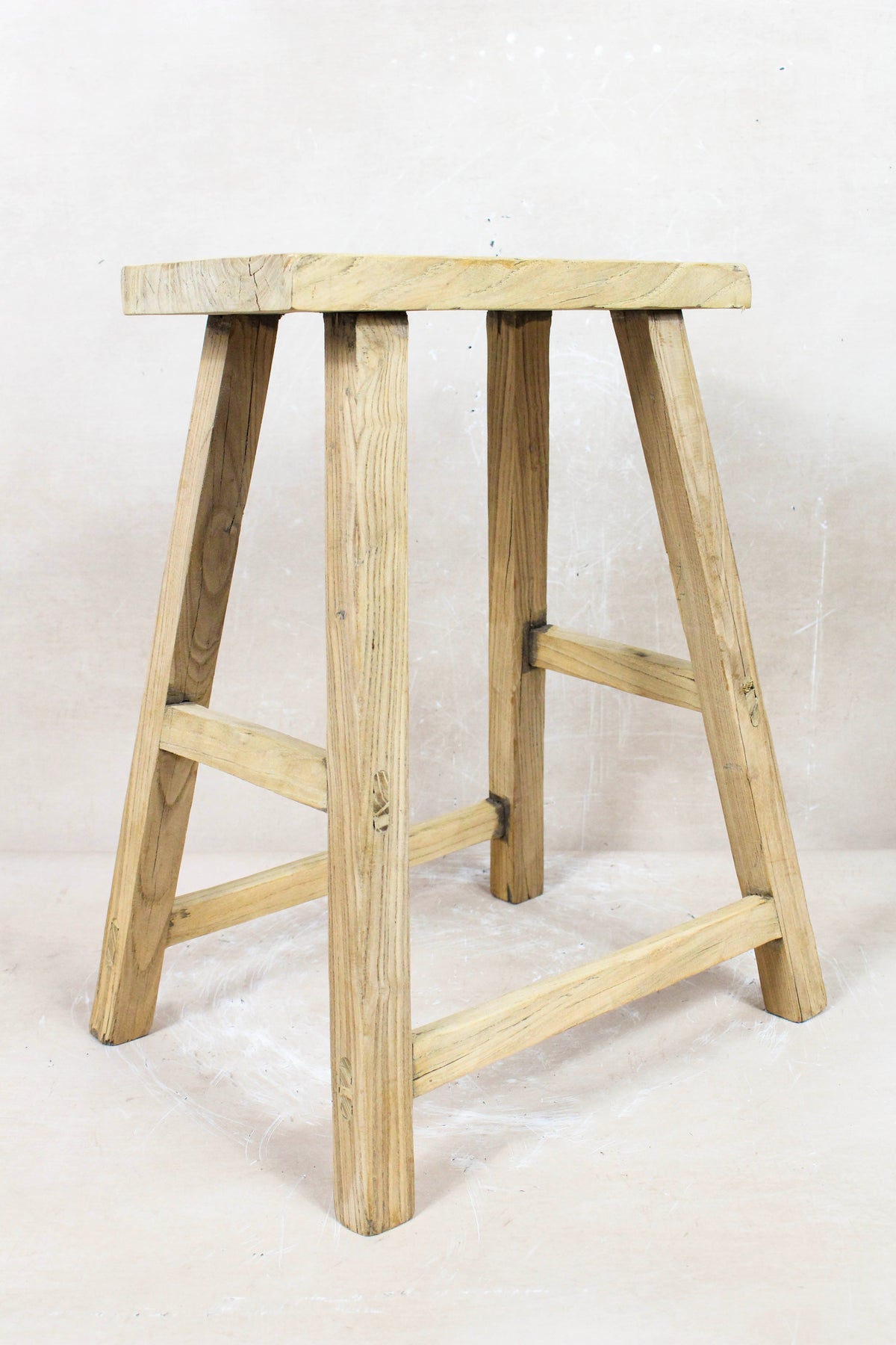 Vintage Rustic Stool - Elm wood - 76