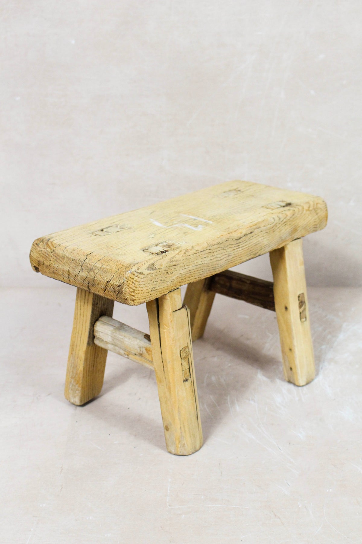 Vintage Rustic Stool - Elm wood - Small - 125