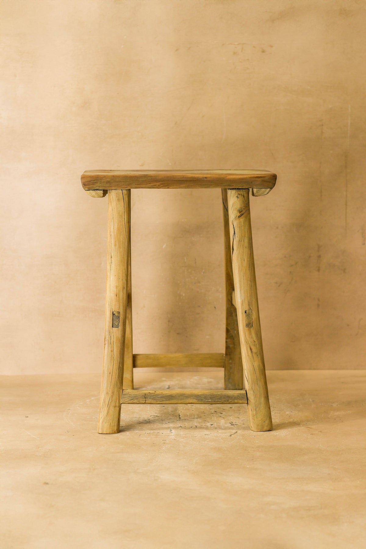 Vintage Rustic Elm Wood Stool - Medium - No 62