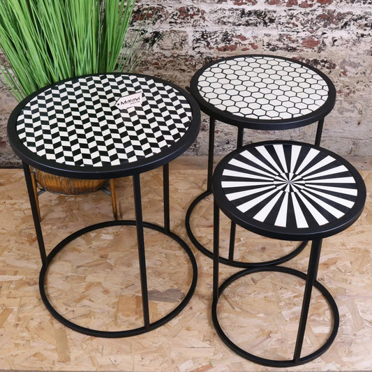 Chinta Modern Black Round Nesting Side Tables