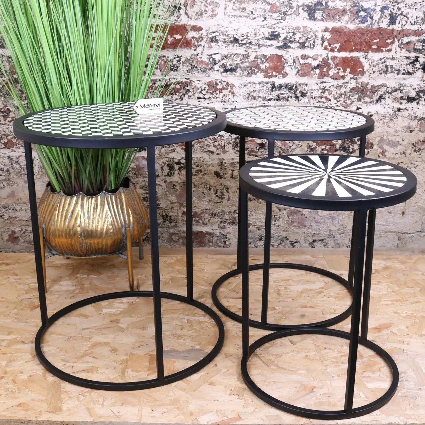 Chinta Modern Black Round Nesting Side Tables