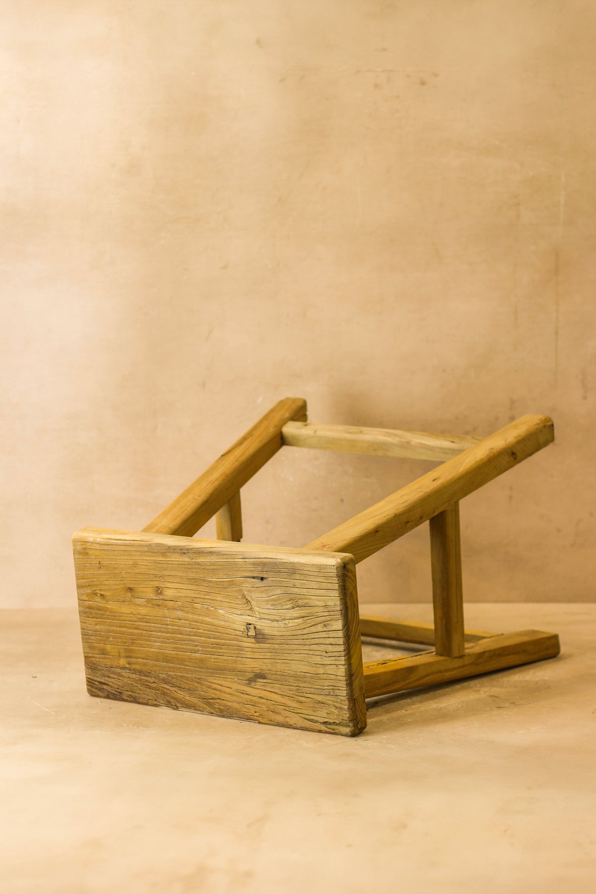 Vintage Rustic Elm Wood Stool - Medium - No 64