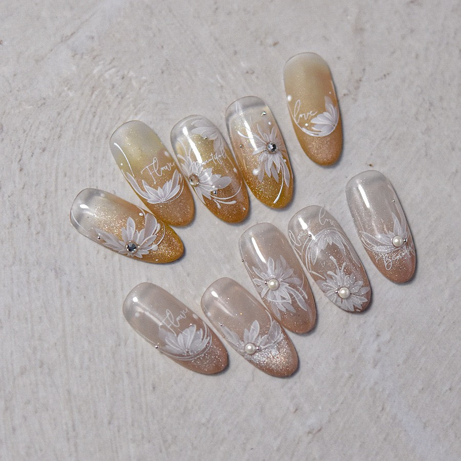 Hello Claws | Spring White Flower 5D Diamond Nail Deco Sticker